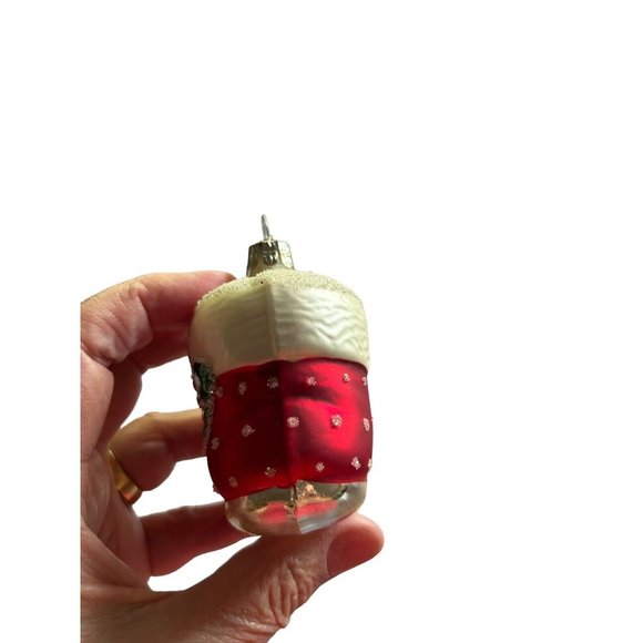 2006 Flocked Santa’s Snow Boot Holly Blown Glass Christmas Ornament Poland 2.5” - Picture 6 of 11